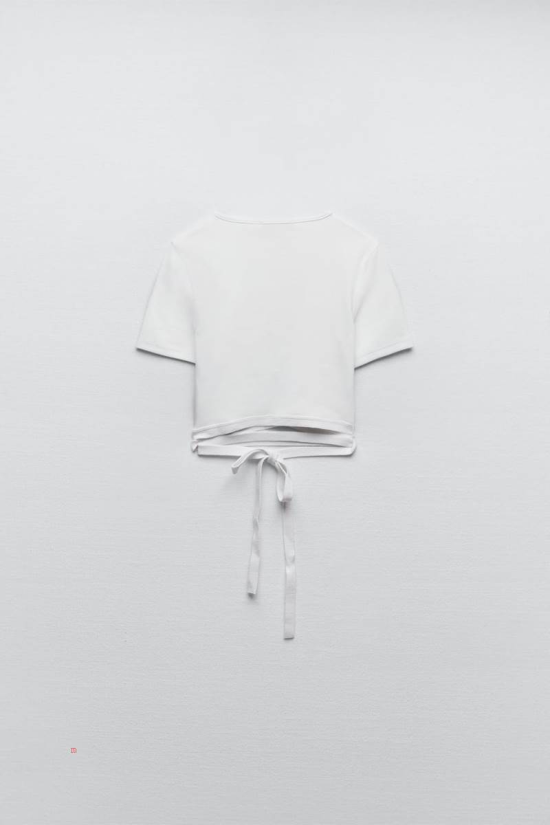 ZARA RIBBED TOP WITH TIE DETAIL Crop Top Dam Vita | TCLAX-9803