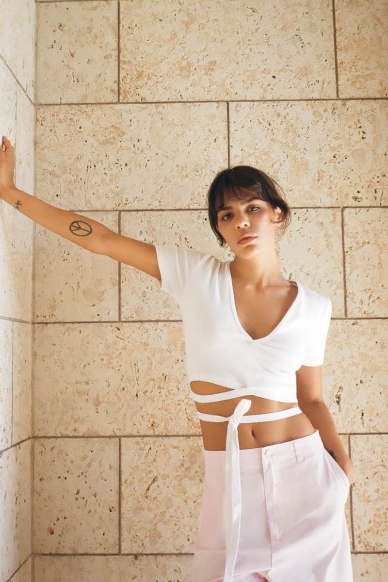 ZARA RIBBED TOP WITH TIE DETAIL Crop Top Dam Vita | TCLAX-9803