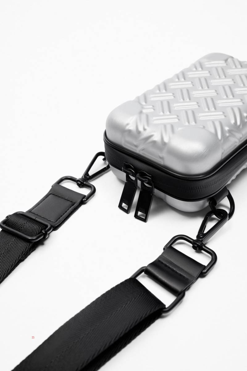ZARA RIGID CROSSBODY MOBILE Telefonväska Herr Silver | EDTYJ-6083
