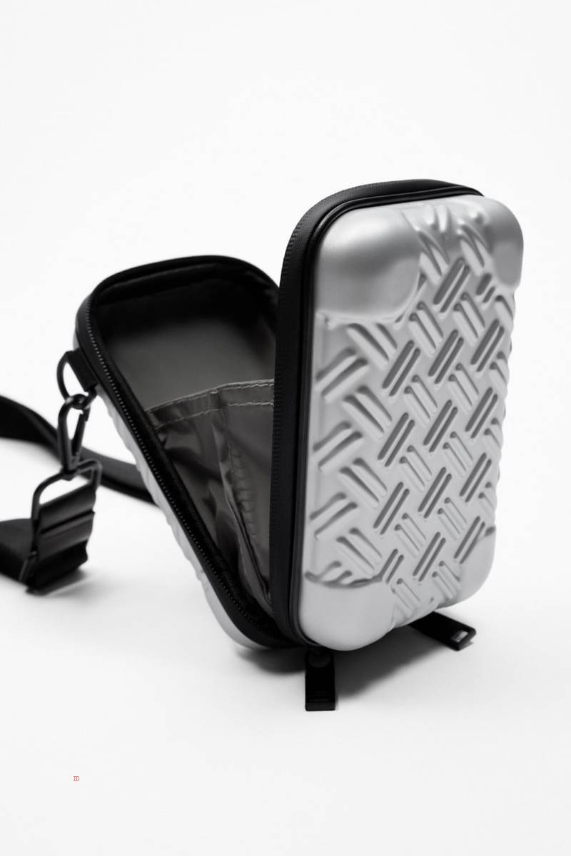 ZARA RIGID CROSSBODY MOBILE Telefonväska Herr Silver | EDTYJ-6083