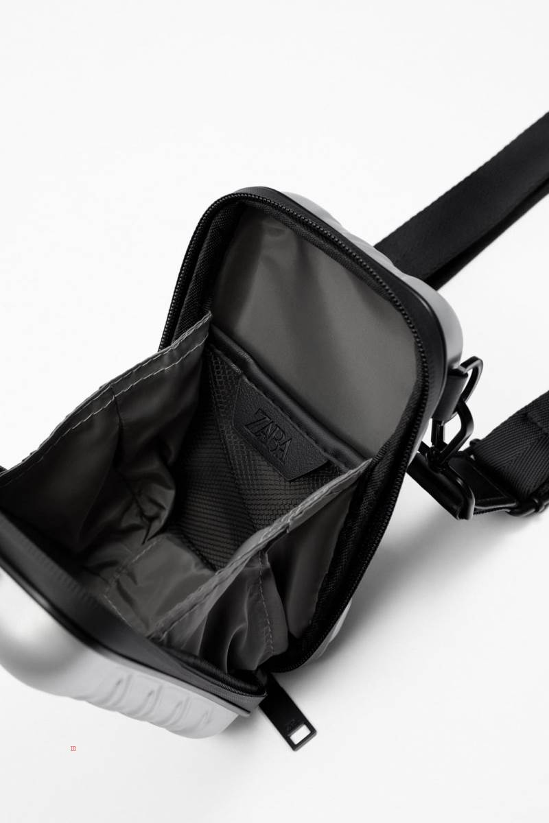 ZARA RIGID CROSSBODY MOBILE Telefonväska Herr Silver | EDTYJ-6083