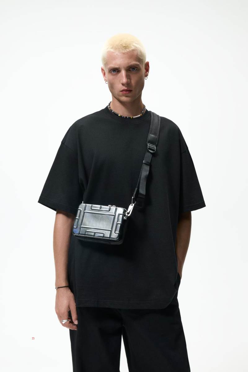 ZARA RIGID MINAUDIÈRE Crossbody Väska Herr Silver | GSQRU-2718
