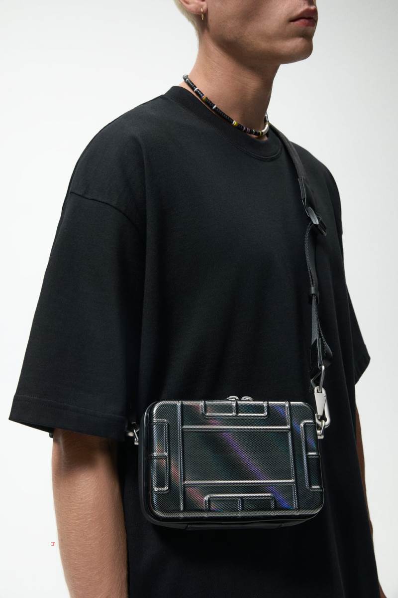 ZARA RIGID MINAUDIÈRE Crossbody Väska Herr Silver | GSQRU-2718