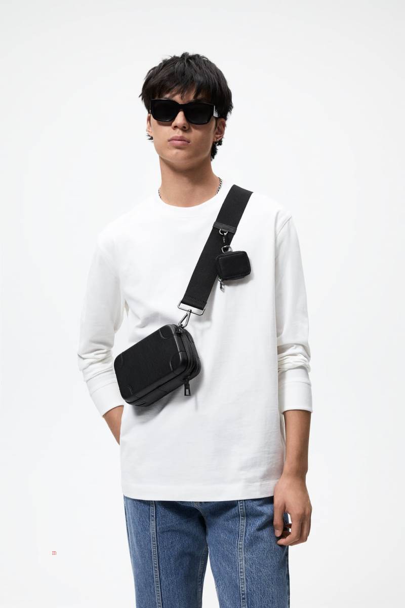 ZARA RIGID MINI DUO Crossbody Väska Herr Svarta | IZVAO-8794