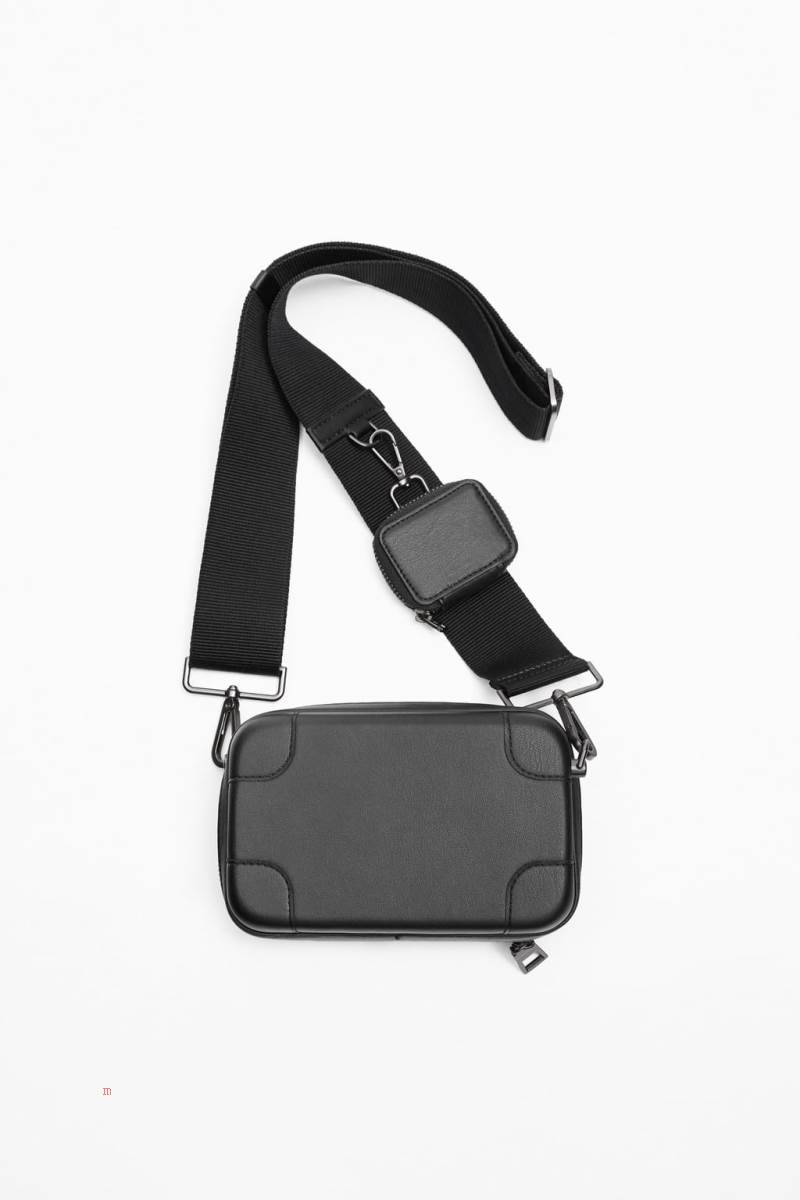 ZARA RIGID MINI DUO Crossbody Väska Herr Svarta | IZVAO-8794