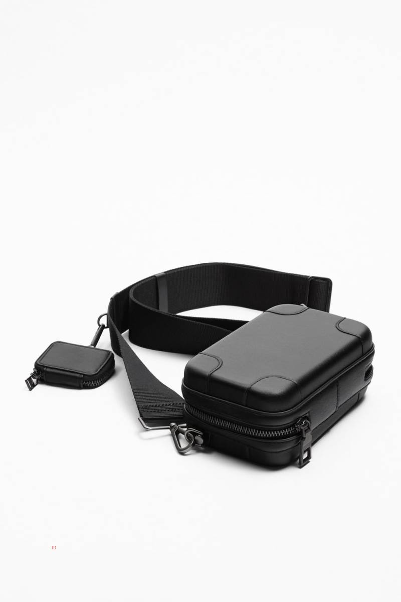 ZARA RIGID MINI DUO Crossbody Väska Herr Svarta | IZVAO-8794
