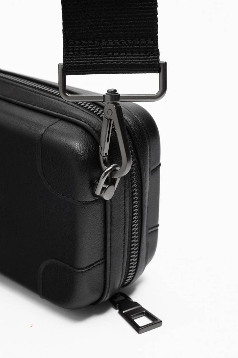 ZARA RIGID MINI DUO Crossbody Väska Herr Svarta | IZVAO-8794