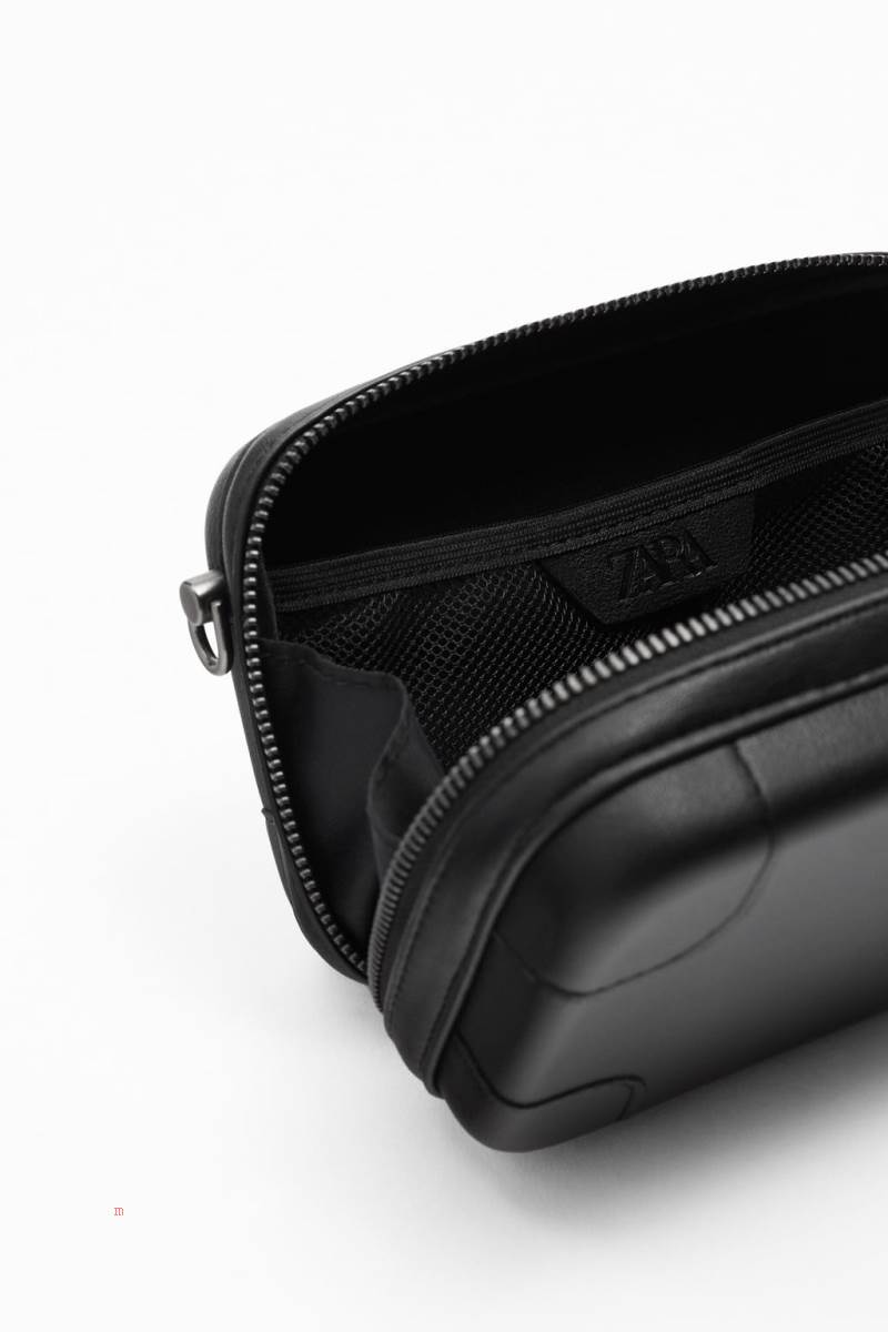 ZARA RIGID MINI DUO Crossbody Väska Herr Svarta | IZVAO-8794