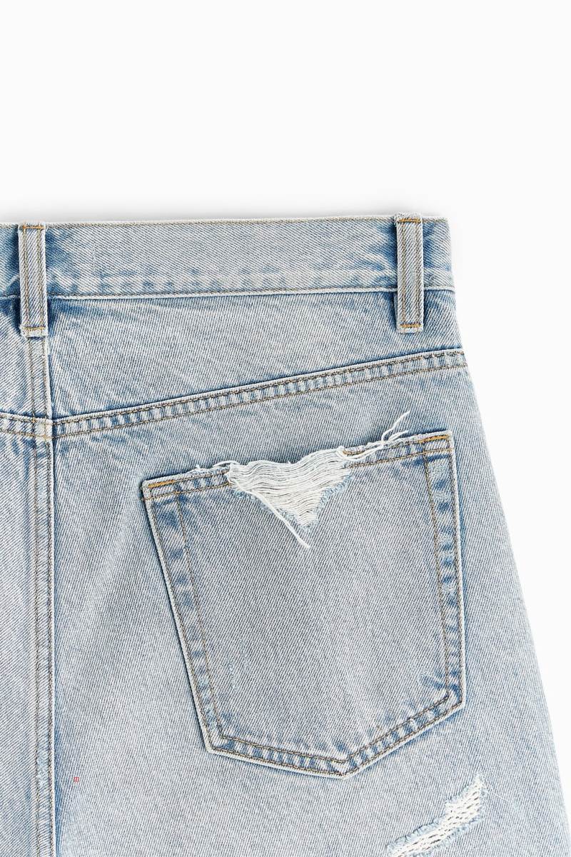 ZARA RIPPED DENIM BERMUDA Shorts Herr Ljusblå | FGYUZ-2015