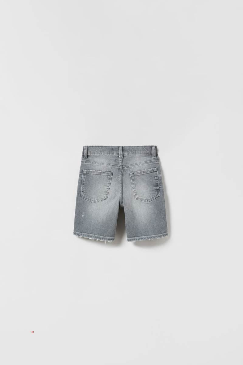 ZARA RIPPED DENIM BERMUDA Shorts Pojke Ljusgrå | XMJTC-3968