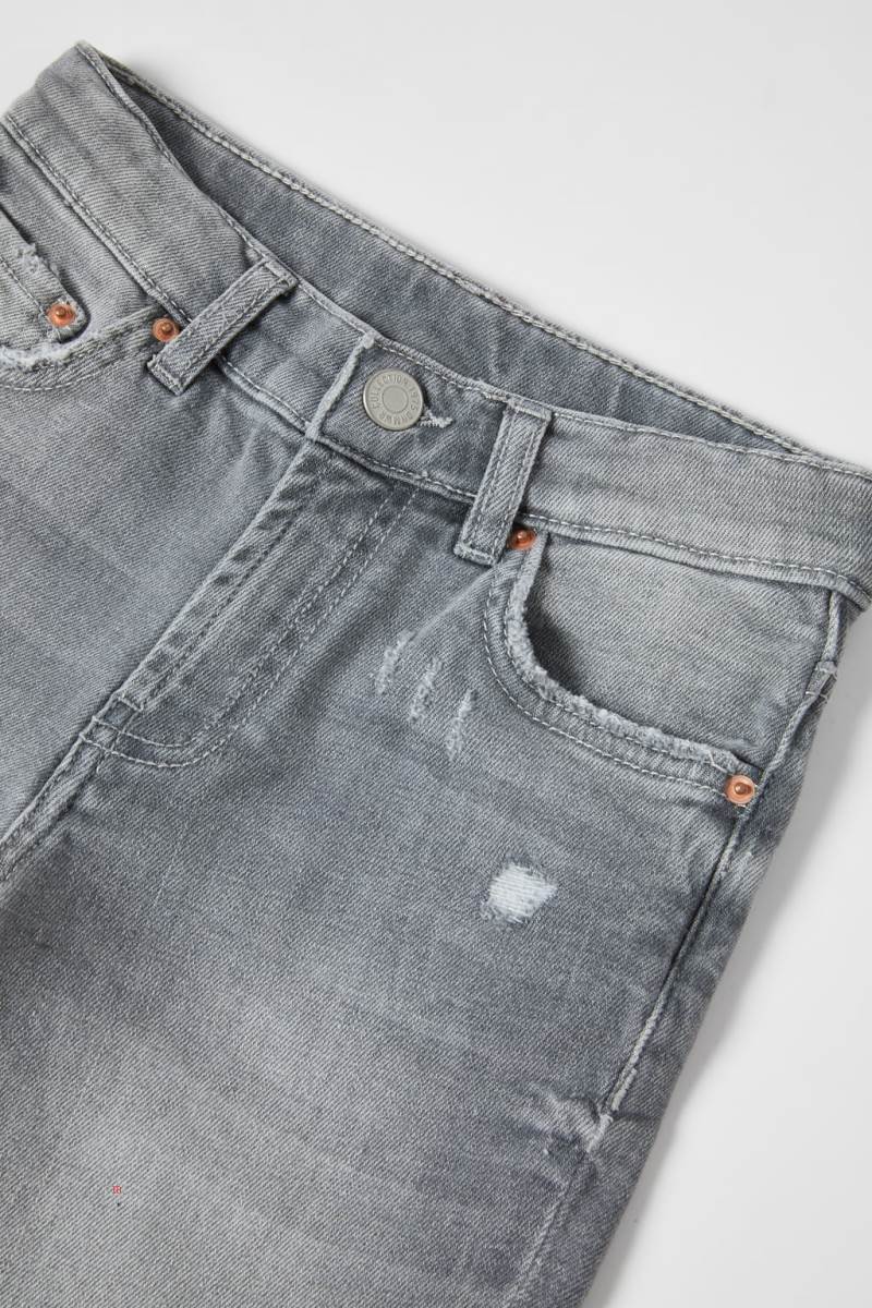 ZARA RIPPED DENIM BERMUDA Shorts Pojke Ljusgrå | XMJTC-3968