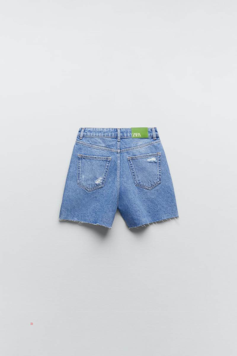 ZARA RIPPED DENIM Shorts Dam Blå | EMUBZ-9127
