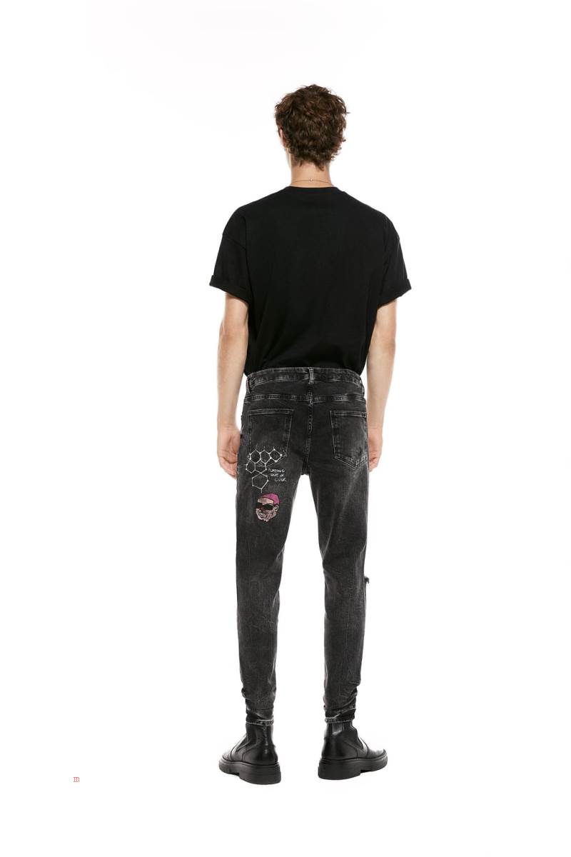 ZARA RIPPED SKINNY Jeans Herr Grå | LNMTK-2056