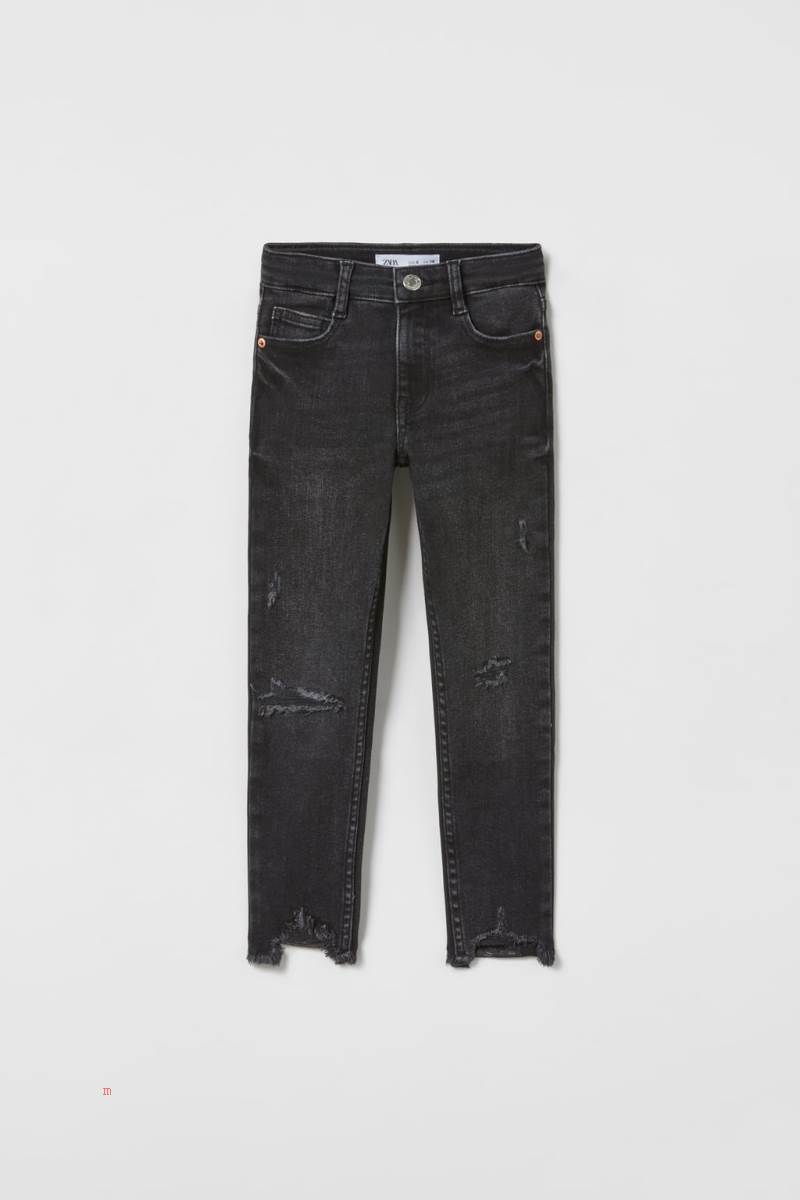 ZARA RIPPED SKINNY Jeans Tjej Svarta | ZBUEK-3265