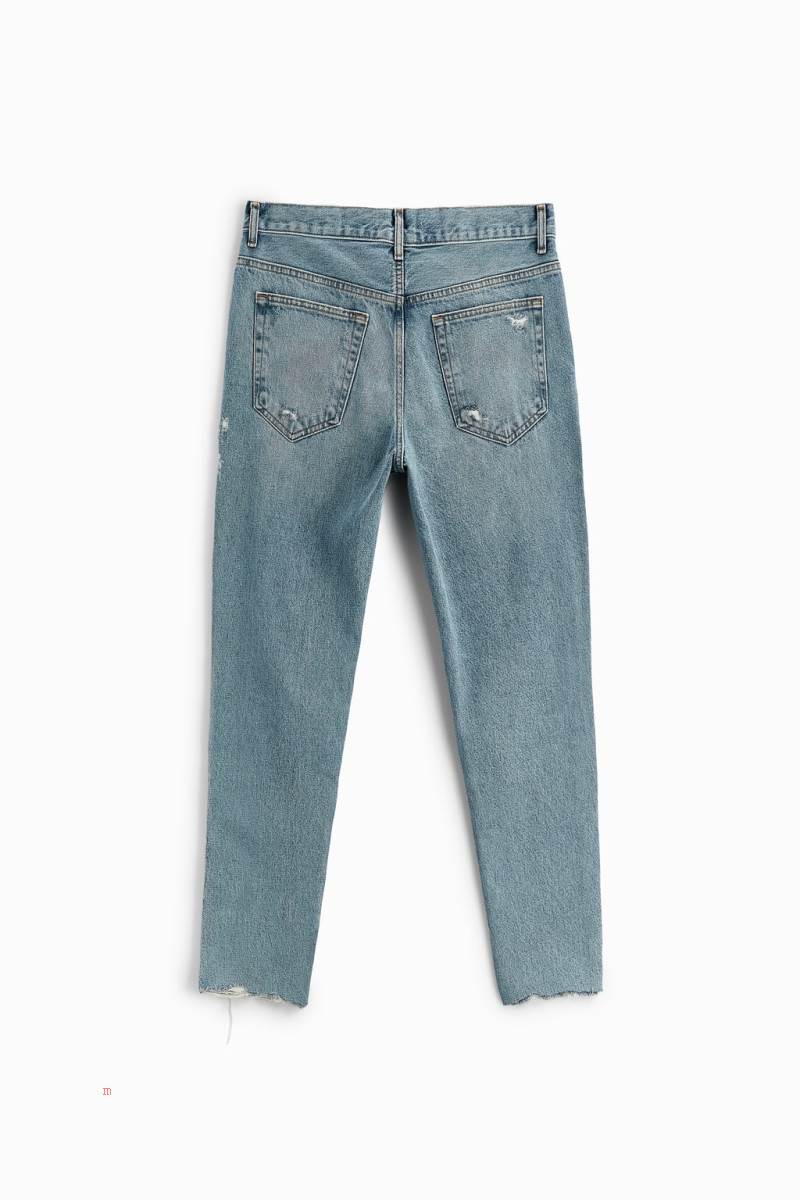 ZARA RIPPED STRAIGHT FIT Jeans Herr Blå | SRPZU-1805