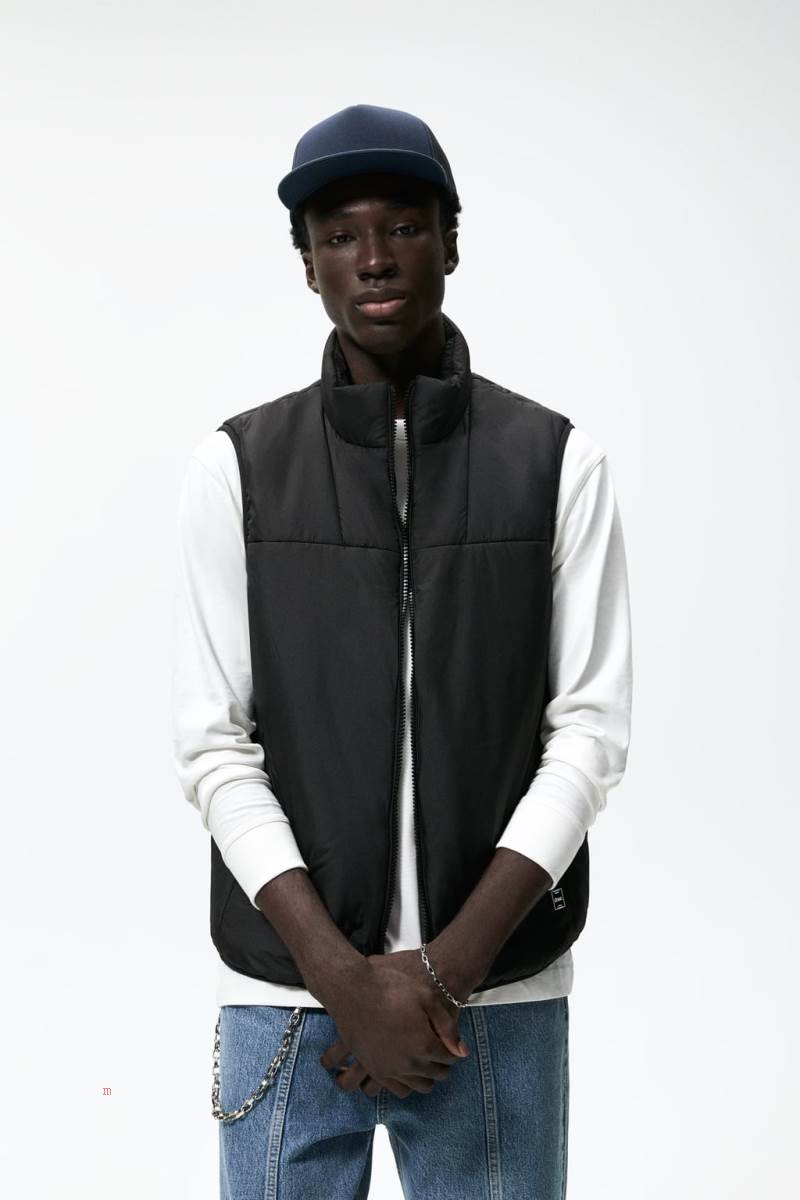 ZARA RIPSTOP Kostym Gilet Herr Svarta | NLCDK-2796