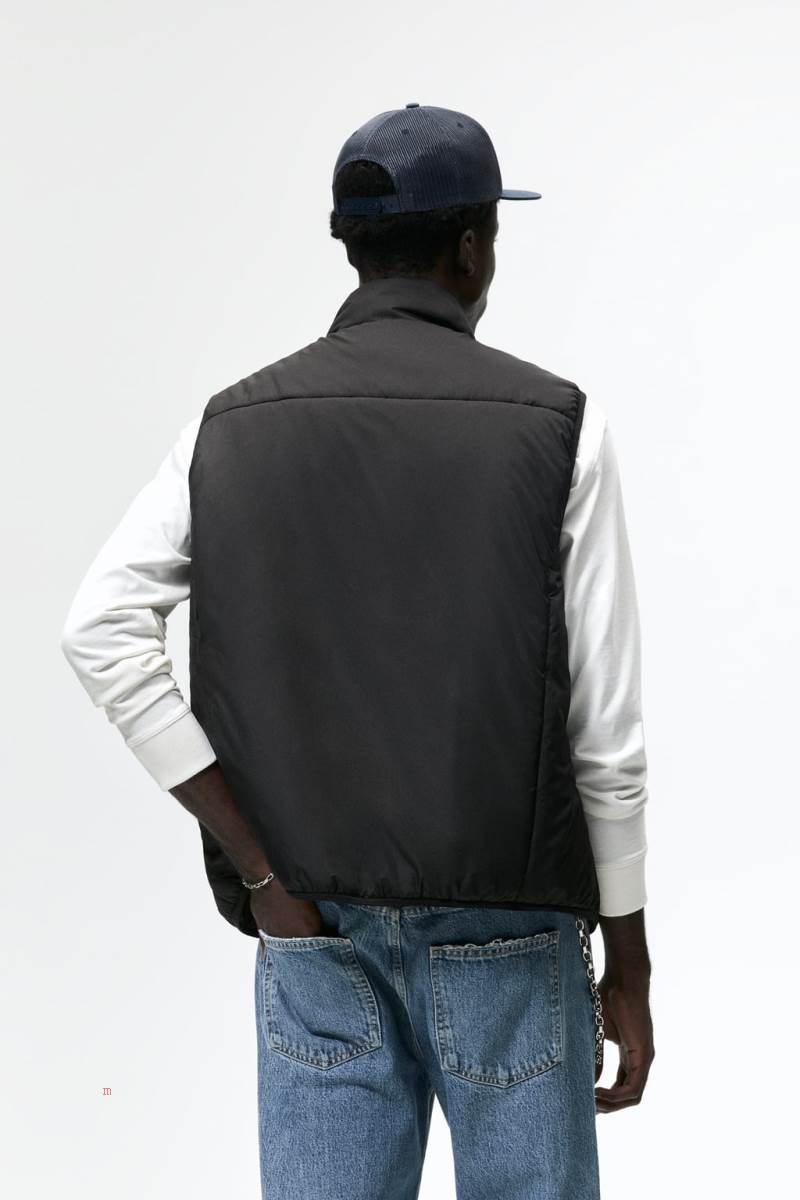ZARA RIPSTOP Kostym Gilet Herr Svarta | NLCDK-2796