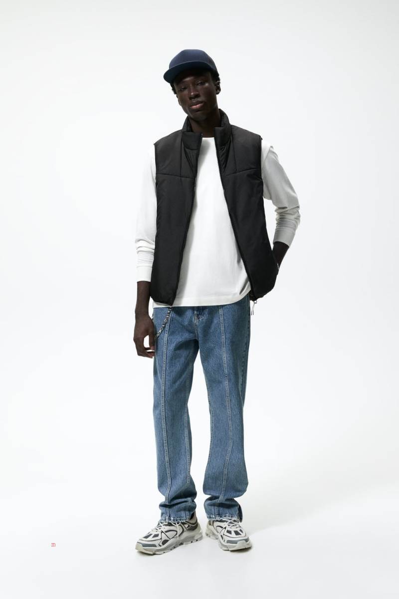 ZARA RIPSTOP Kostym Gilet Herr Svarta | NLCDK-2796