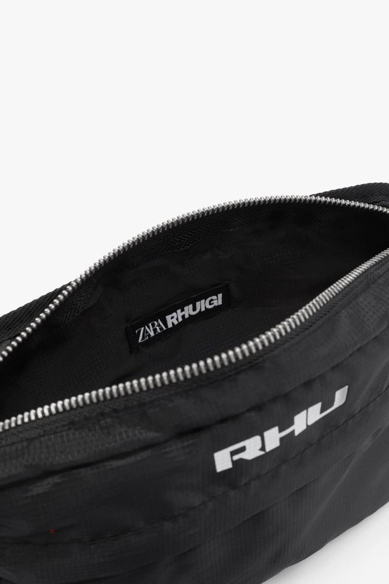ZARA RIPSTOP NYLON RHUIGI Bältesväska Herr Svarta | OQSFV-1563
