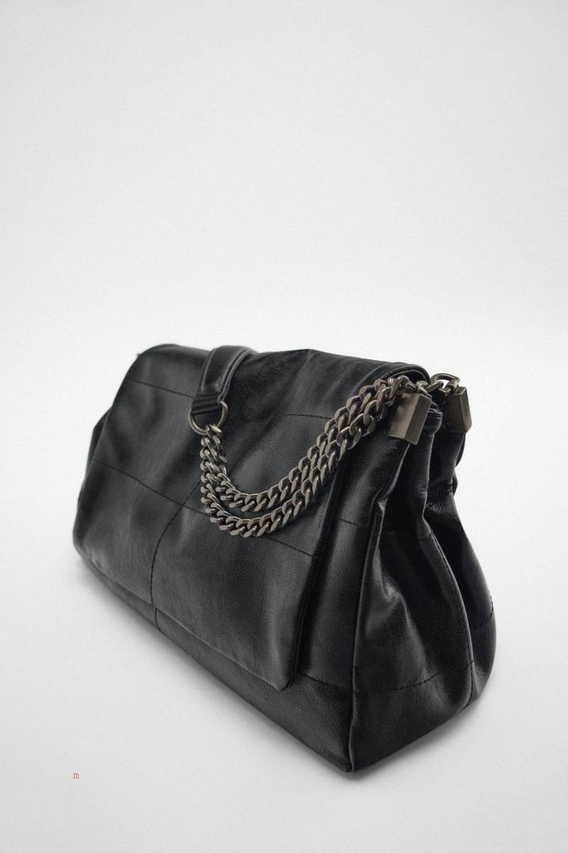 ZARA ROCKER WITH FLAP Axelväska Dam Svarta | LYMEF-5397