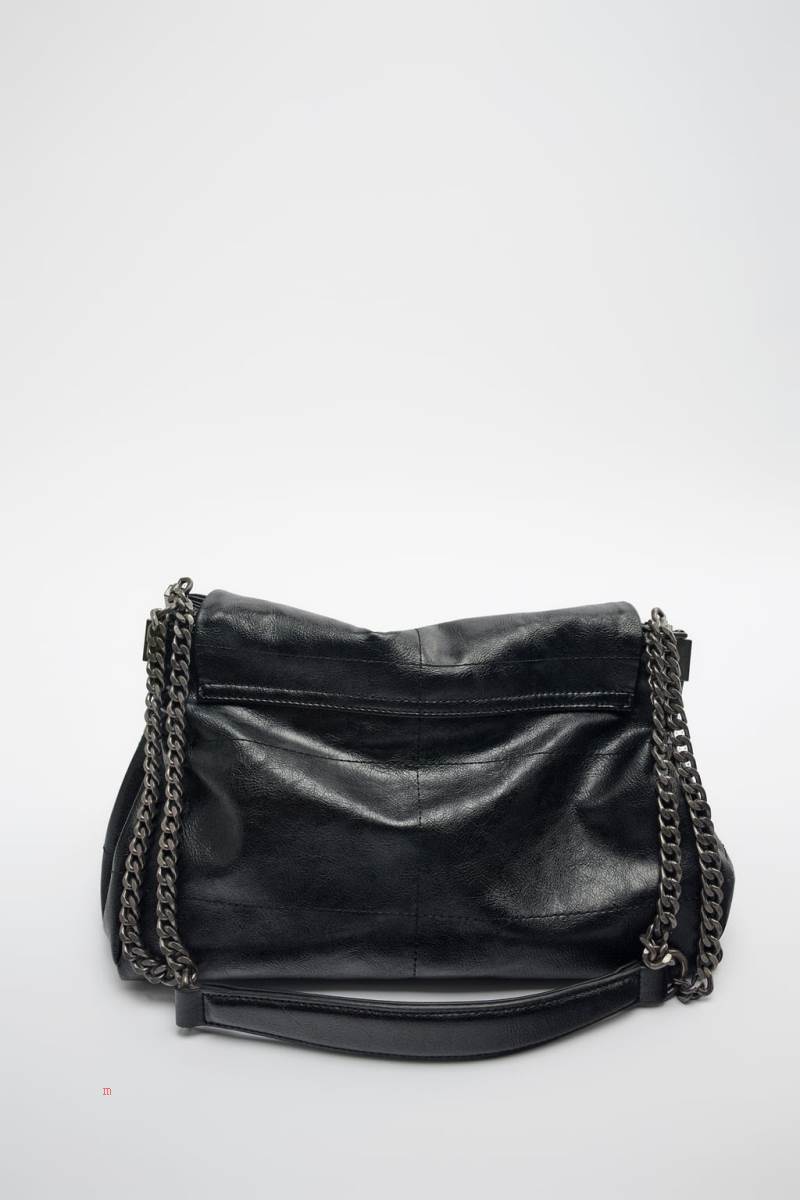 ZARA ROCKER WITH FLAP Axelväska Dam Svarta | LYMEF-5397