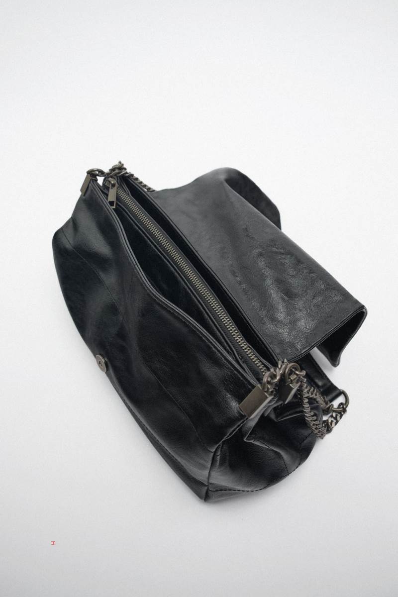 ZARA ROCKER WITH FLAP Axelväska Dam Svarta | LYMEF-5397