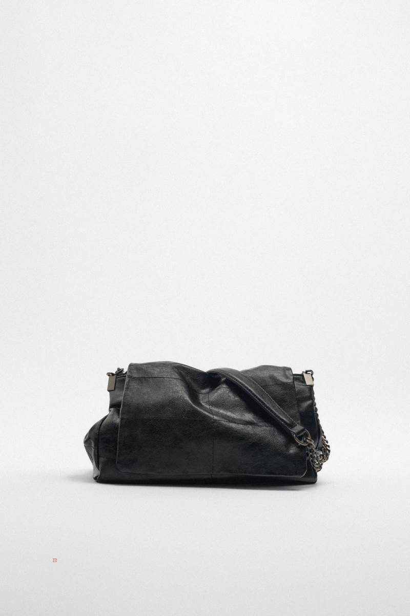 ZARA ROCKER WITH FLAP Axelväska Dam Svarta | LYMEF-5397