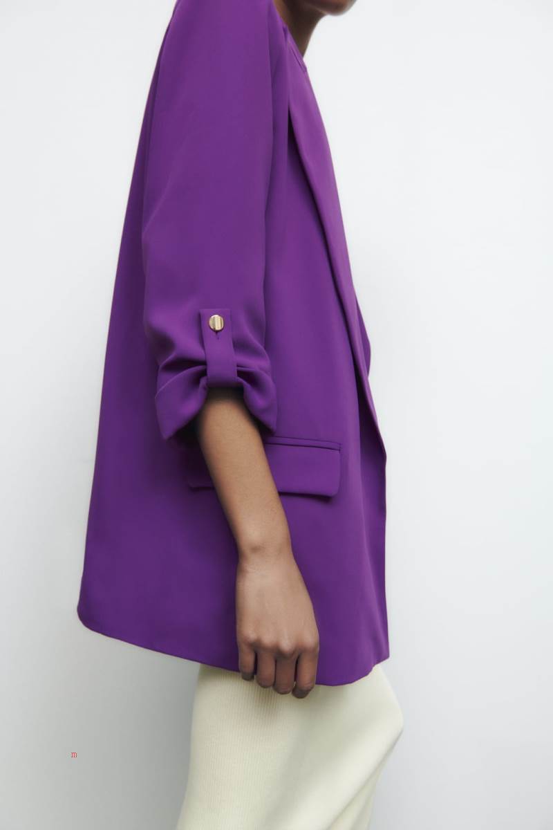 ZARA ROLLED-UP SLEEVES Blazers Dam Lila | HXIAE-2947