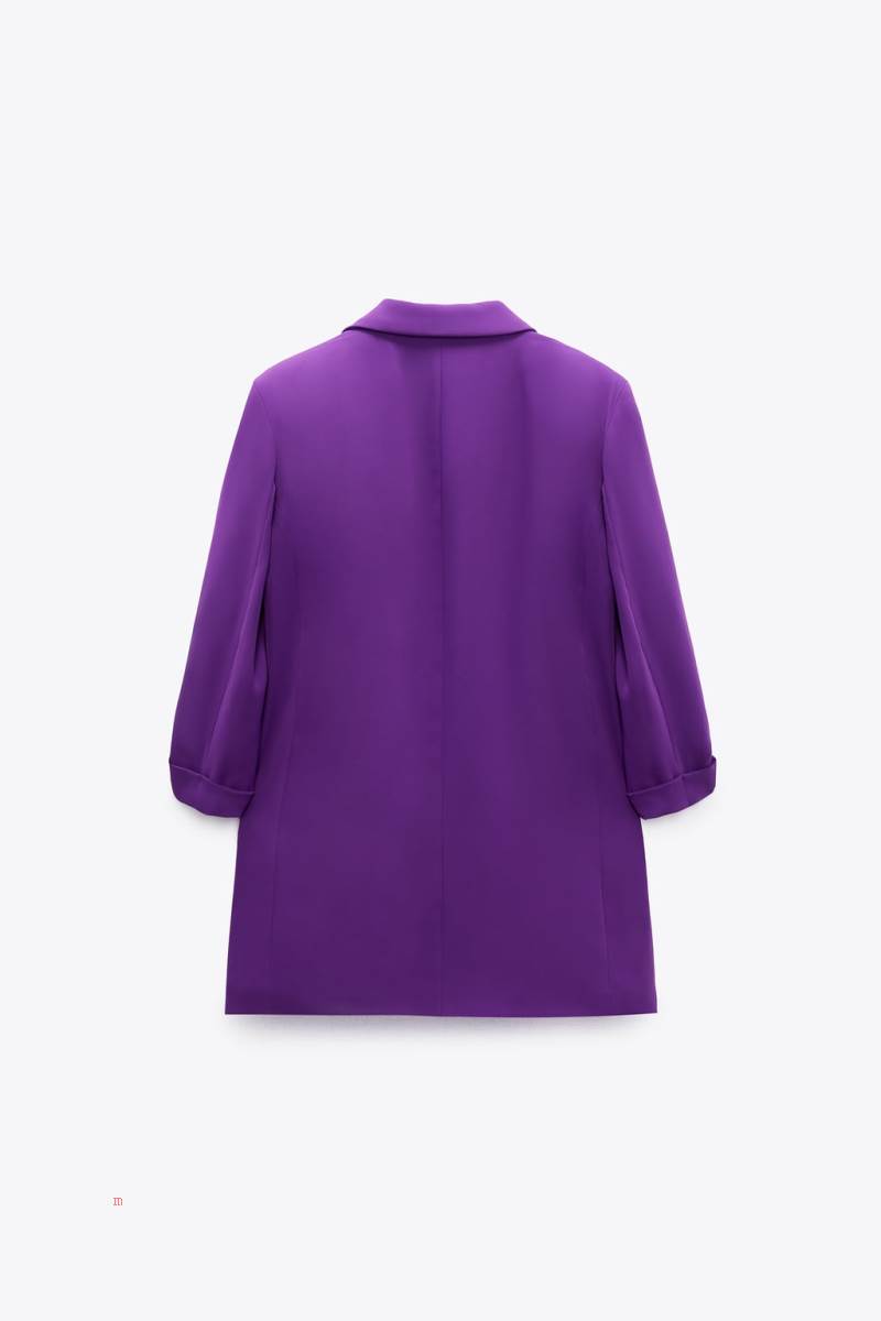 ZARA ROLLED-UP SLEEVES Blazers Dam Lila | HXIAE-2947