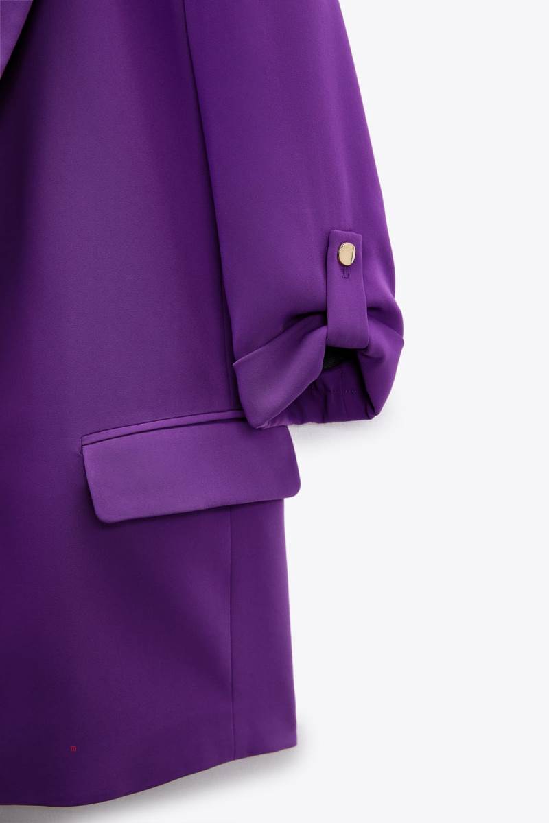ZARA ROLLED-UP SLEEVES Blazers Dam Lila | HXIAE-2947