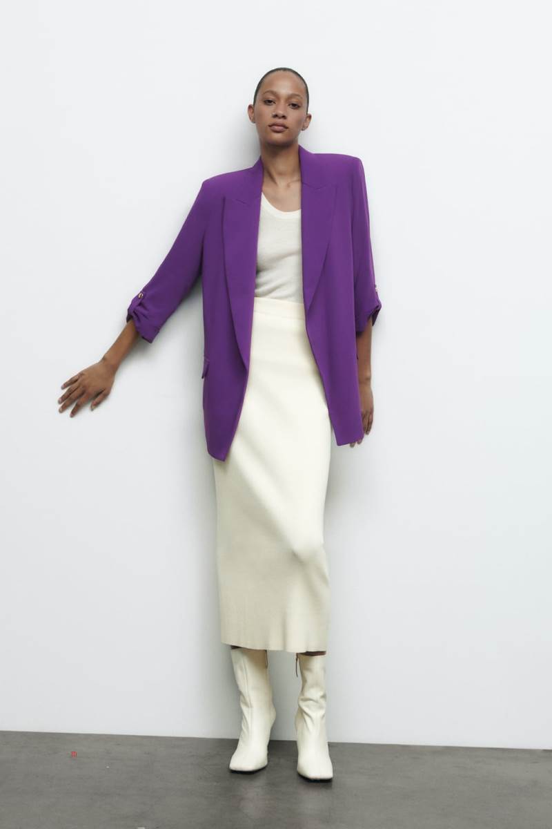 ZARA ROLLED-UP SLEEVES Blazers Dam Lila | HXIAE-2947