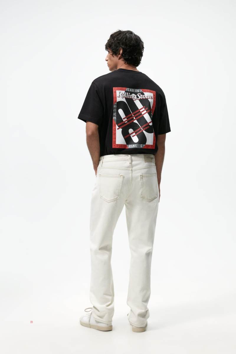 ZARA ROLLING STONE ® PRINT T-shirt Herr Svarta | WTSDK-8254