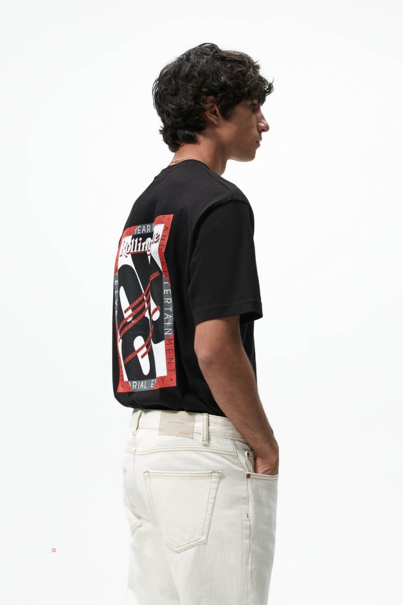 ZARA ROLLING STONE ® PRINT T-shirt Herr Svarta | WTSDK-8254