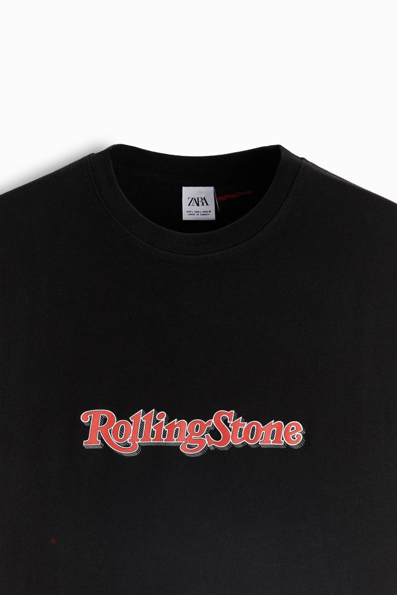 ZARA ROLLING STONE ® PRINT T-shirt Herr Svarta | WTSDK-8254