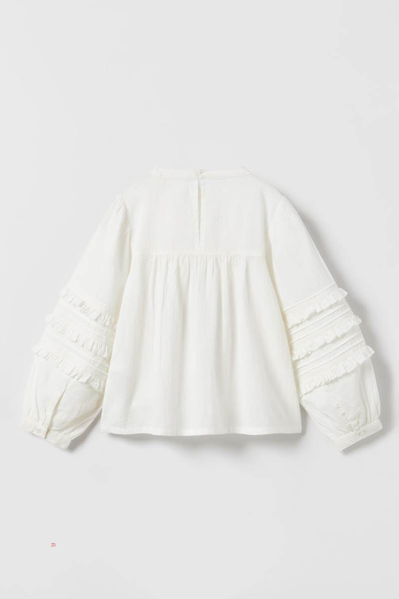 ZARA ROMANTIC Blusar Tjej Vita | TXWYM-8415