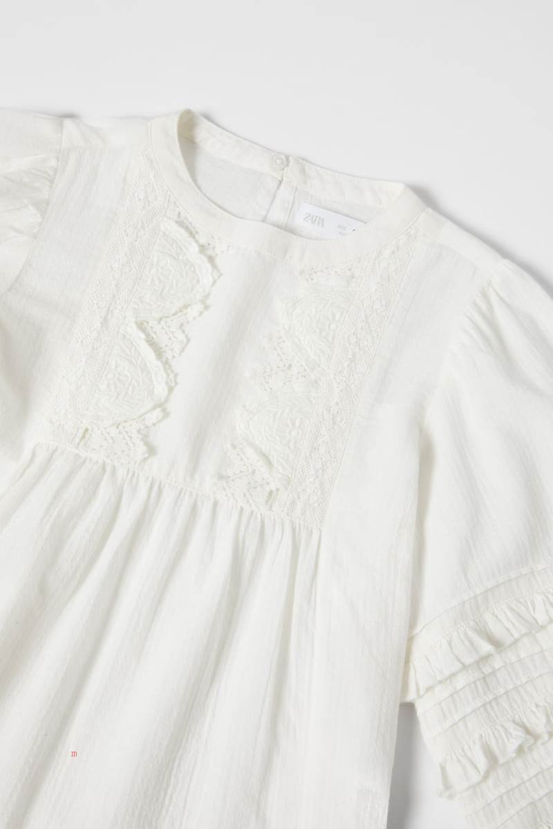 ZARA ROMANTIC Blusar Tjej Vita | TXWYM-8415