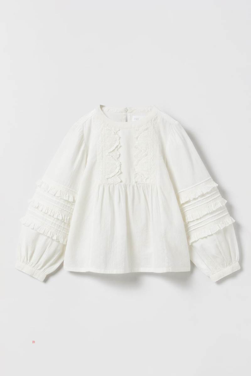 ZARA ROMANTIC Blusar Tjej Vita | TXWYM-8415