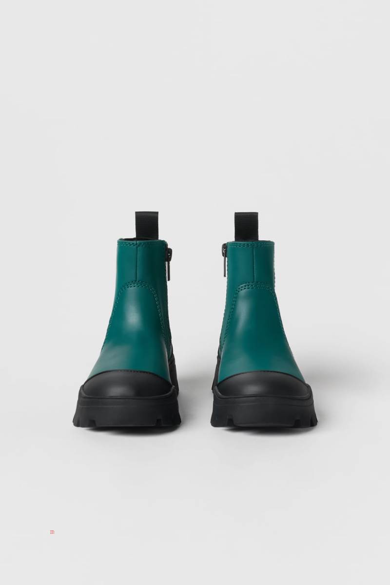 ZARA RUBBERISED Ankelboots Tjej Gröna | LNJRO-3178