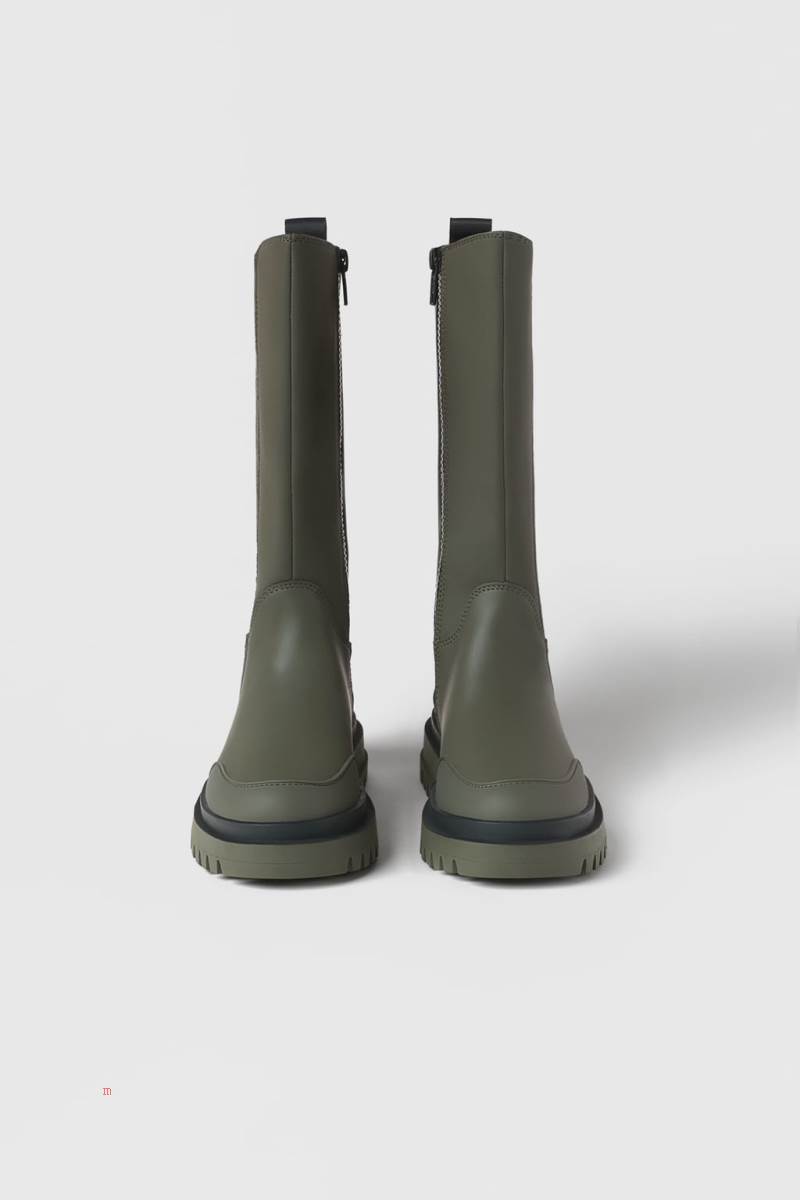 ZARA RUBBERISED BOOT WITH TRACK Gummistövlar Tjej Gröna | PHUAV-2589
