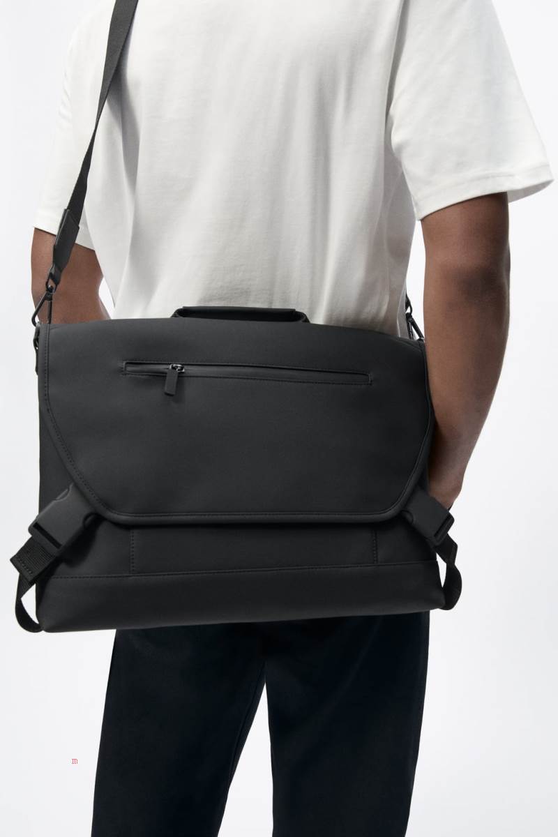 ZARA RUBBERISED Crossbody Väska Herr Svarta | NAXGK-5379