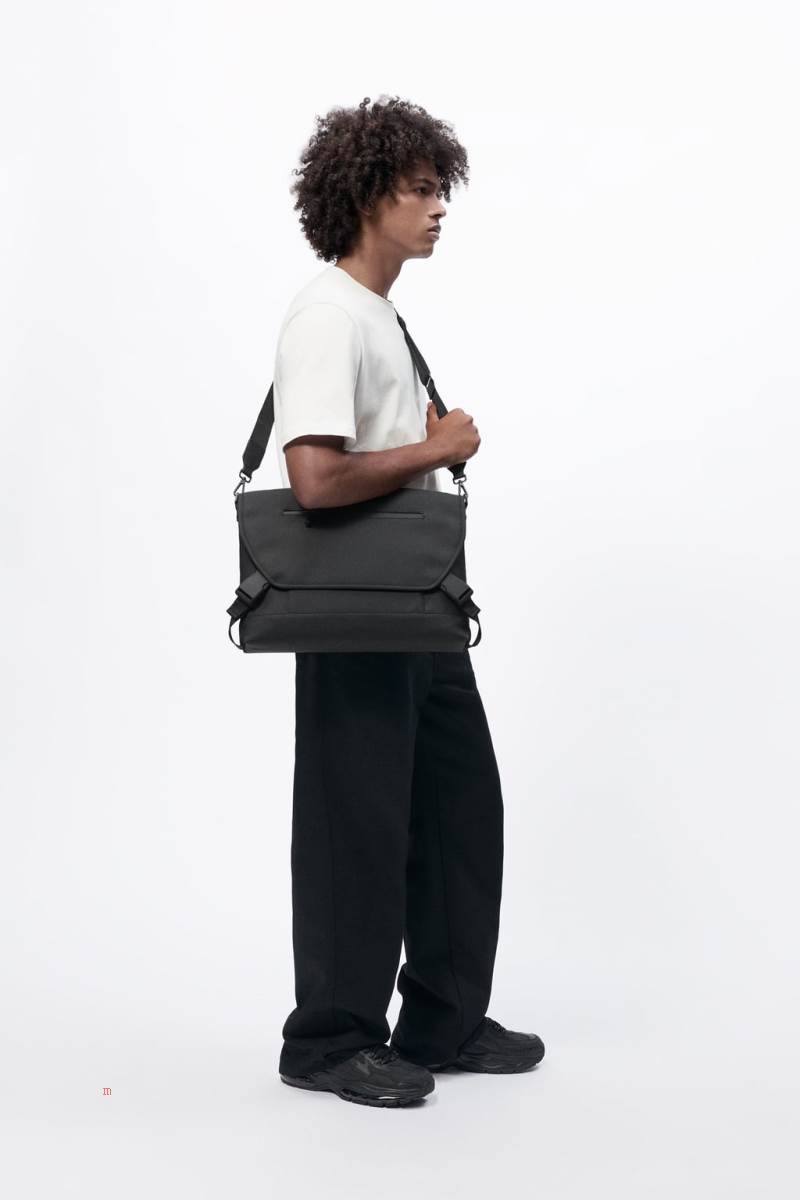 ZARA RUBBERISED Crossbody Väska Herr Svarta | NAXGK-5379