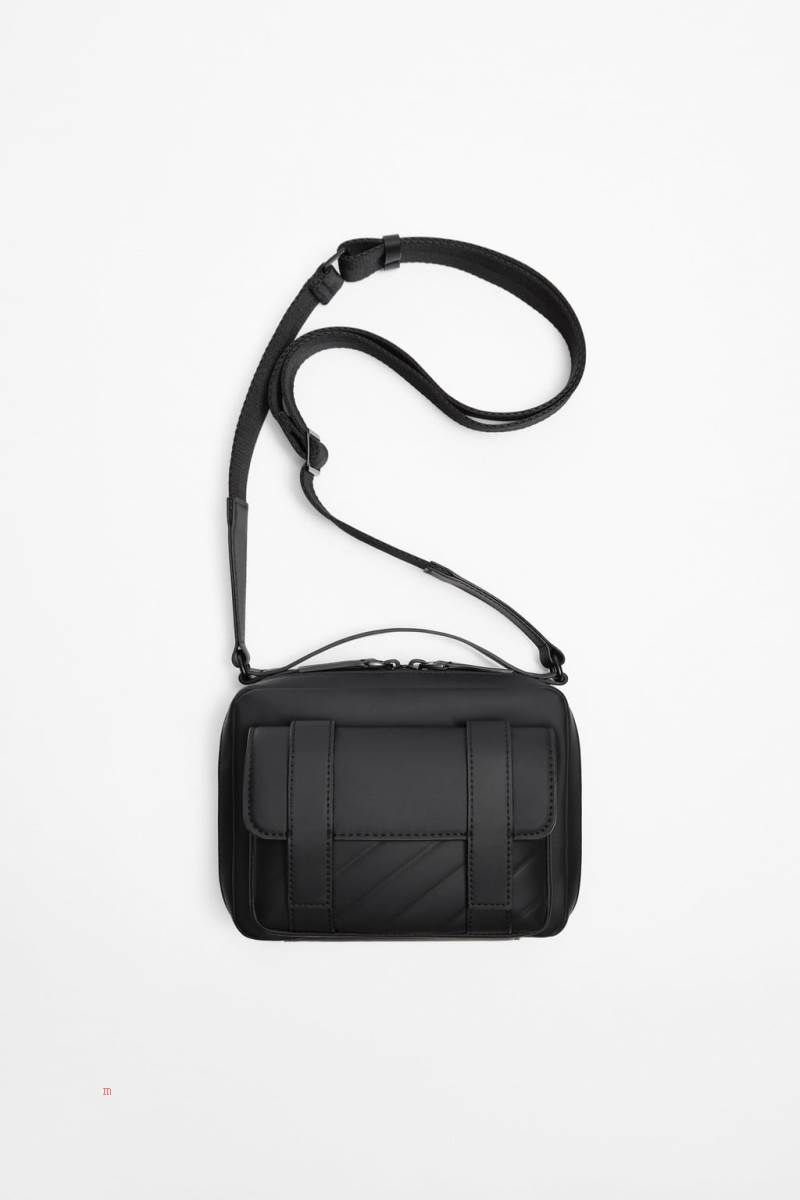 ZARA RUBBERISED Crossbody Väska Herr Svarta | ZYEMV-4073