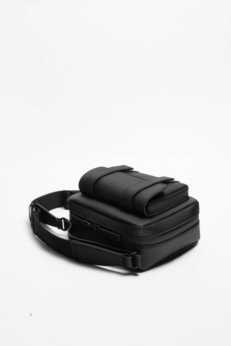 ZARA RUBBERISED Crossbody Väska Herr Svarta | ZYEMV-4073