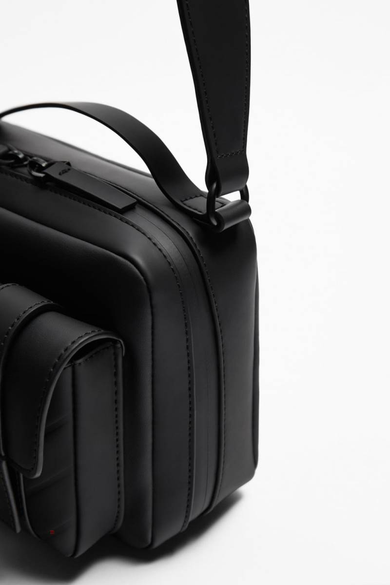 ZARA RUBBERISED Crossbody Väska Herr Svarta | ZYEMV-4073