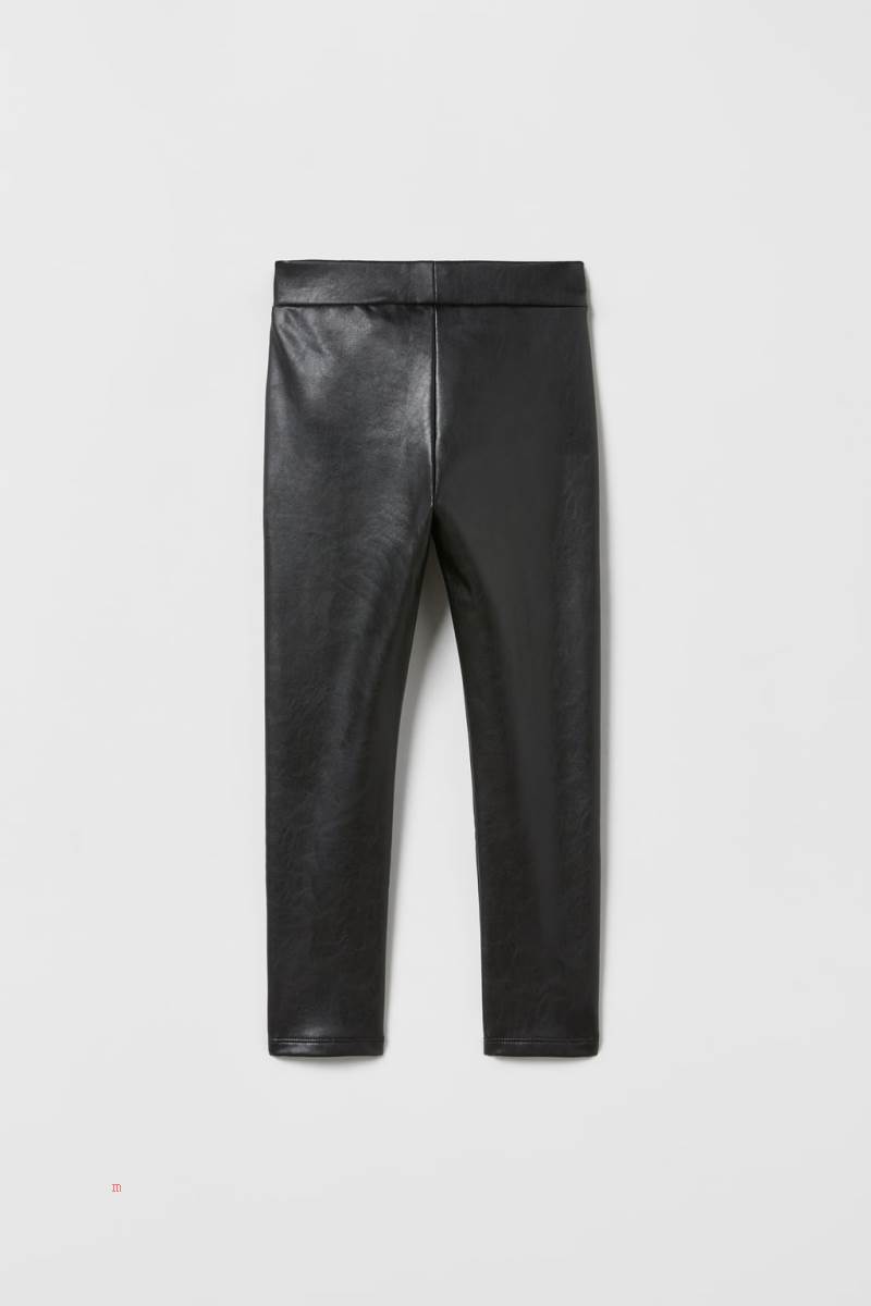 ZARA RUBBERISED FAUX LEATHER Leggings Tjej Svarta | VREIB-6841