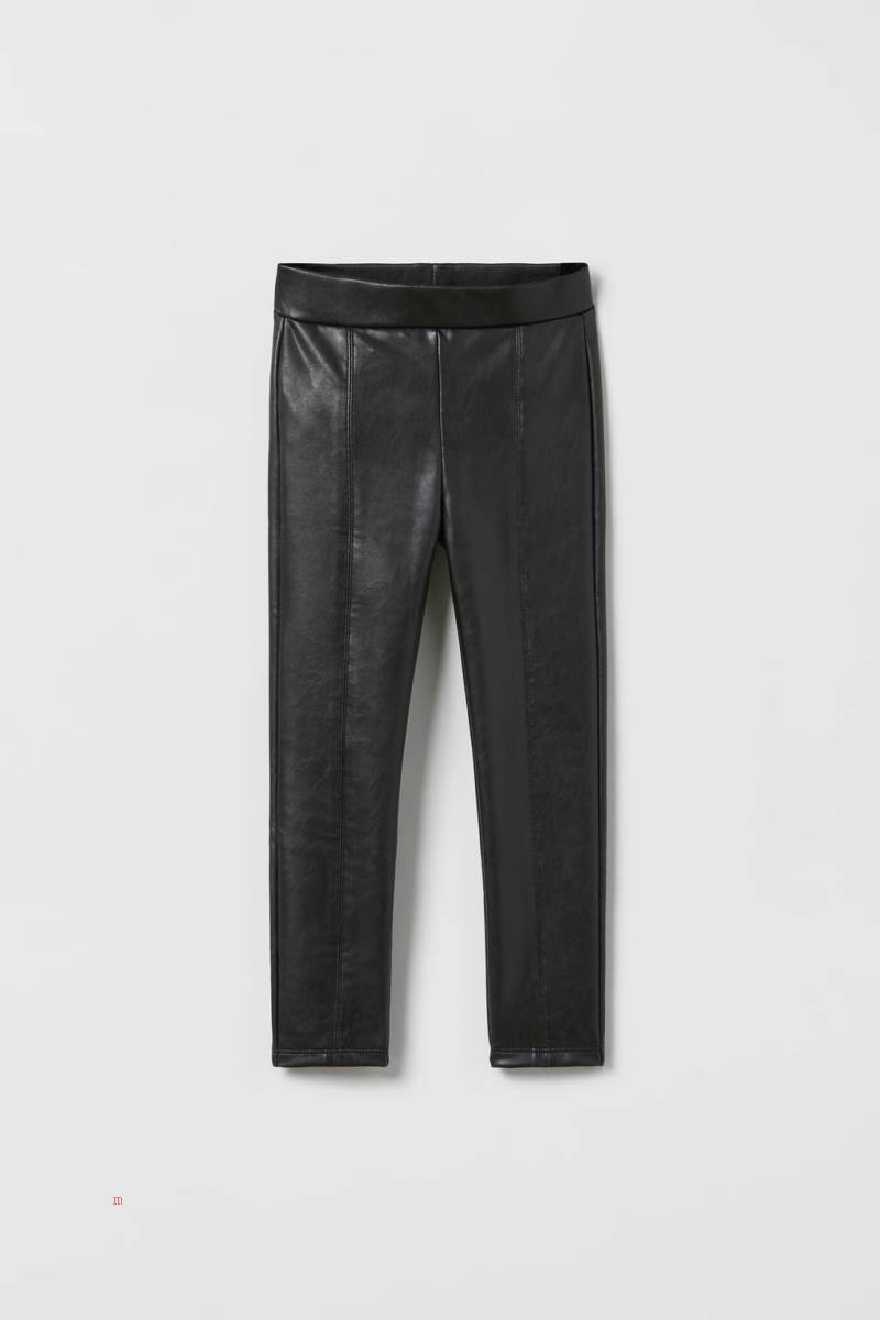 ZARA RUBBERISED FAUX LEATHER Leggings Tjej Svarta | VREIB-6841