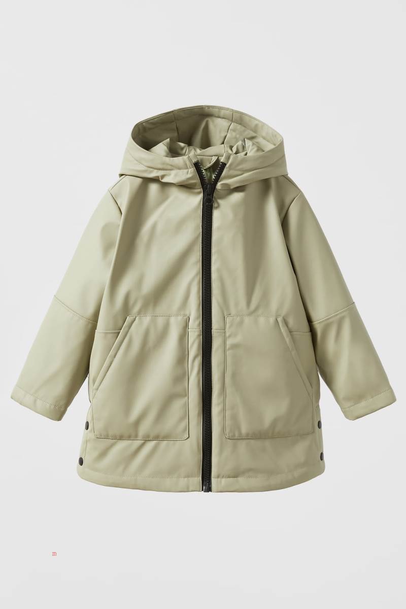 ZARA RUBBERISED PARKA WITH QUILTED LINING Vinterjackor Tjej Khaki | LQFAK-4231
