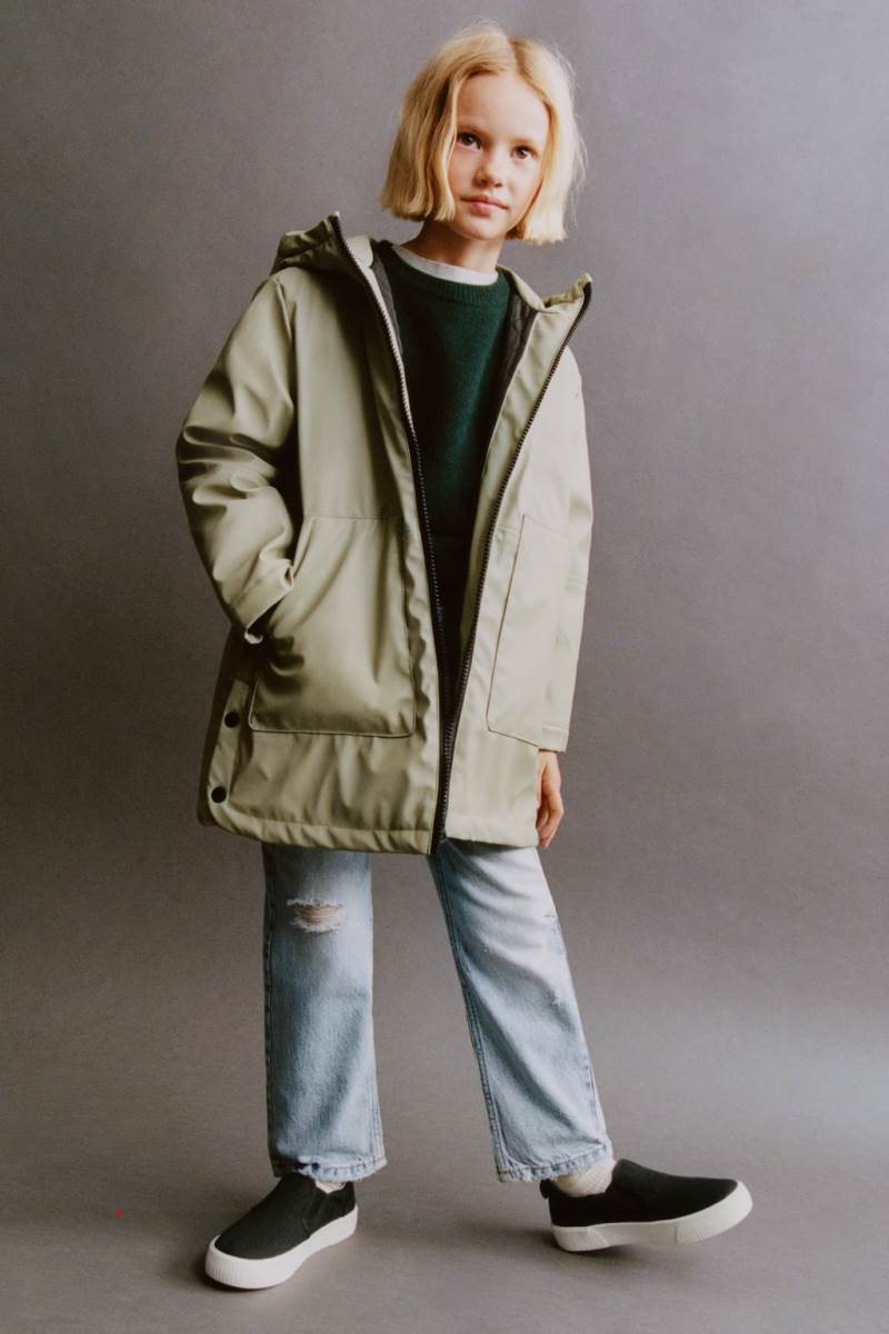 ZARA RUBBERISED PARKA WITH QUILTED LINING Vinterjackor Tjej Khaki | LQFAK-4231