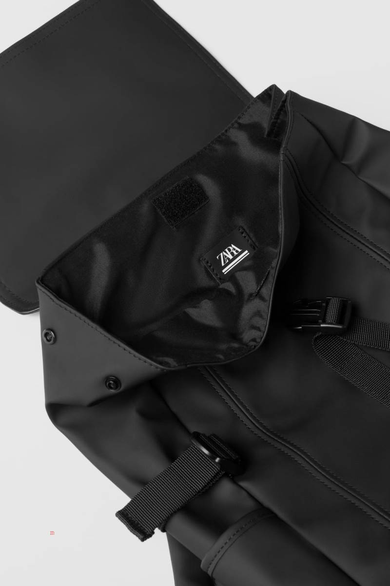 ZARA RUBBERISED Ryggsäck Tjej Svarta | KBIRT-0326