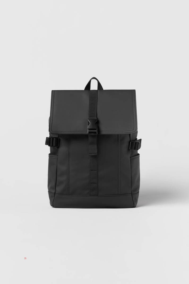 ZARA RUBBERISED Ryggsäck Tjej Svarta | KBIRT-0326
